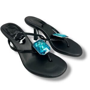 AAJ by Aminah Black Heels Size 5 Janet Gem Mule Dress Sandals High Heels EUC